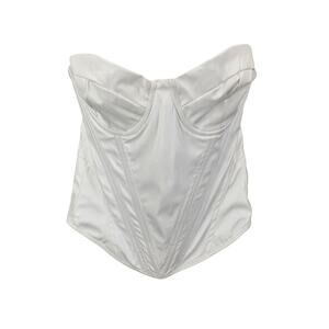 FASHION NOVA WHITE FAUX LEATHER STRAPLESS CORSET TOP – SIZE M – STYLE ST5331T